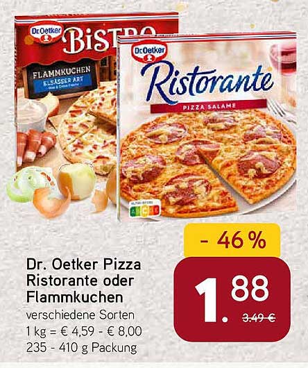 Dr. Oetker Pizza Ristorante oder Flammkuchen - 46 % Rabatt