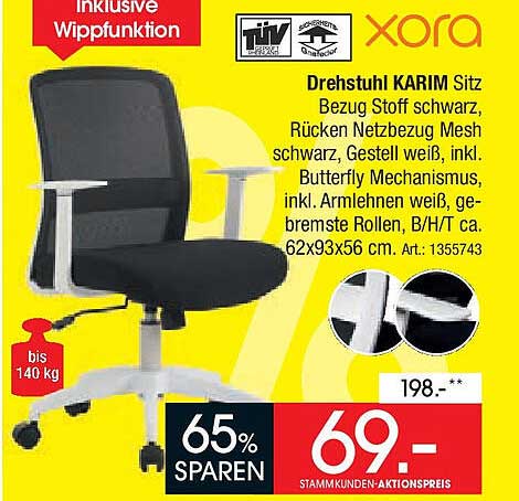 Drehstuhl KARIM mit Wippfunktion - Aktionspreis