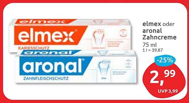 elmex oder aronal Zahnpasta 75 ml – Zahnfleischschutz und Kariesprävention