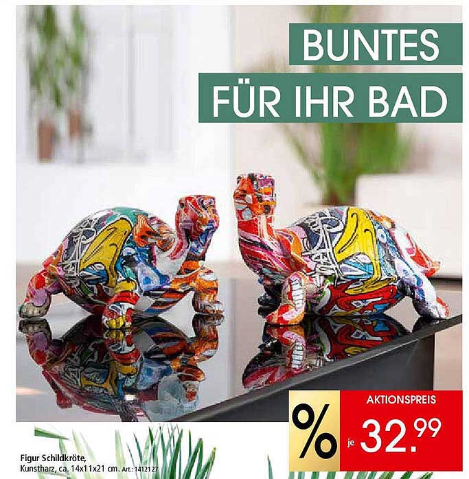 Figur Schildkröte aus Kunstharz, ca. 14x11x21 cm