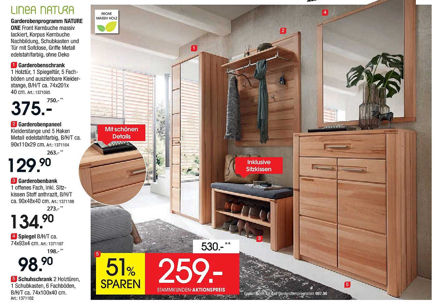Garderobenprogramm NATURE ONE – Massivholz für Ihr Zuhause
