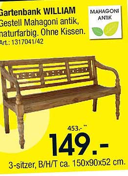 Gartenbank WILLIAM aus Mahagoni antik