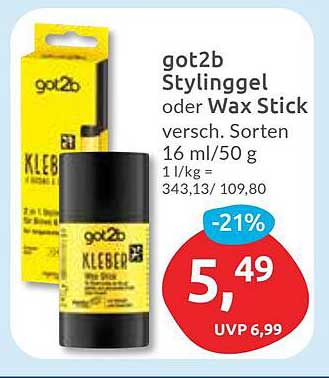 got2b Stylinggel oder Wax Stick 16 ml/50 g