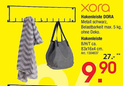 Hakenleiste DORA aus Metall in Schwarz