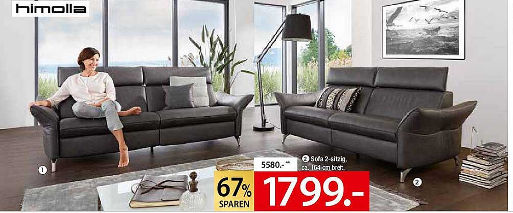 Himolla Sofa 2-sitzig, ca. 164 cm breit