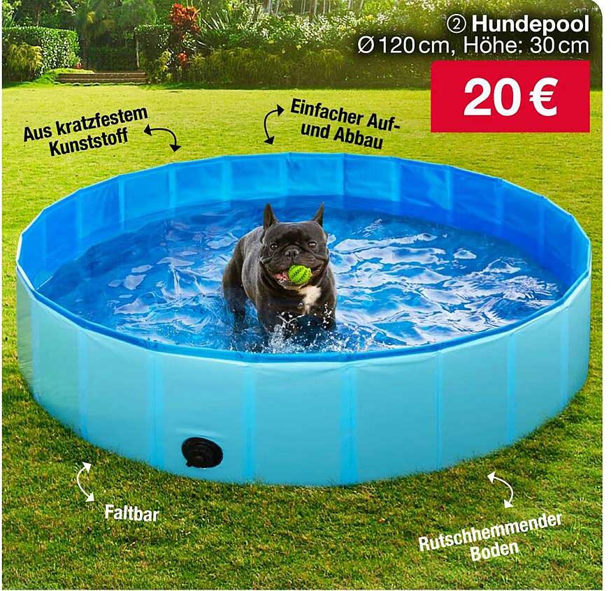 Hunde-Pool Ø 120 cm, Höhe 30 cm für nur 20 €