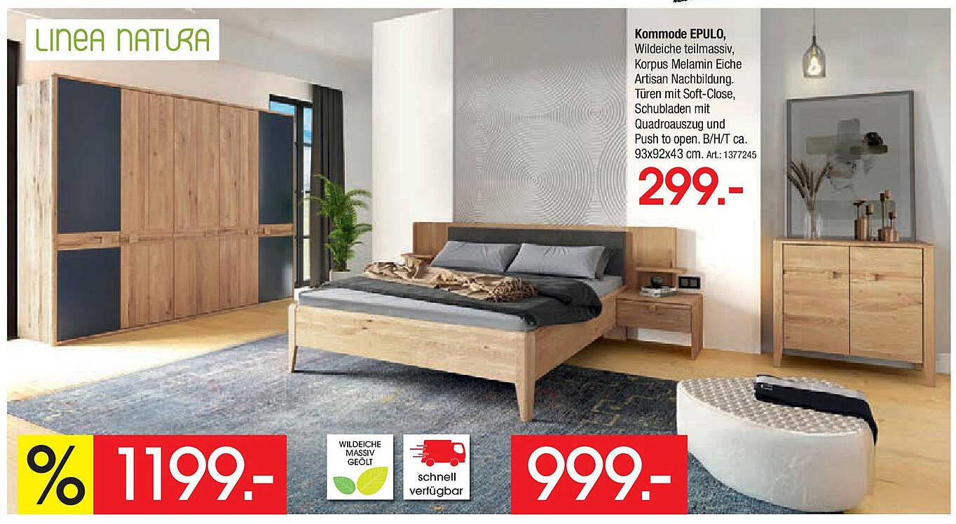 Kommode EPULO, Wildeiche teilmassiv