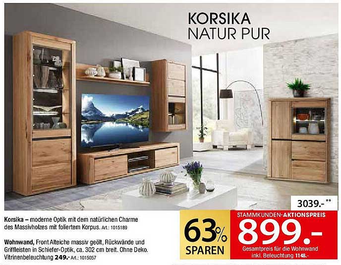 KORSIKA NATUR PUR – Wohnwand in modernem Design