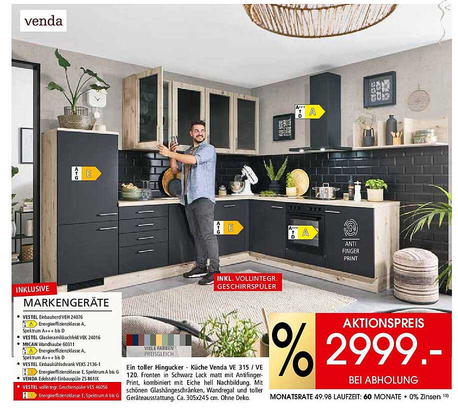 Küche Venda VE 315 / VE 120 mit Geschirrspüler und vielen Extras