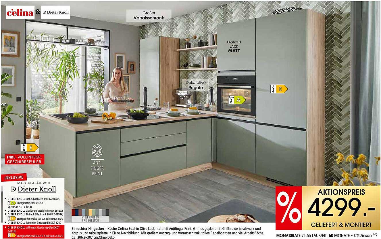 Küchen-Hingucker: Küche Celina Seal in Olive Lack