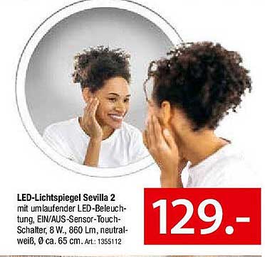 LED-Lichtspiegel Sevilla 2 mit umlaufender LED-Beleuchtung