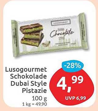 Lusogourmet Schokolade Dubai Style Pistazie