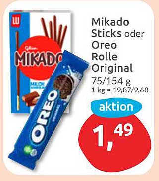 Mikado Sticks oder Oreo Rolle Original 75/154 g