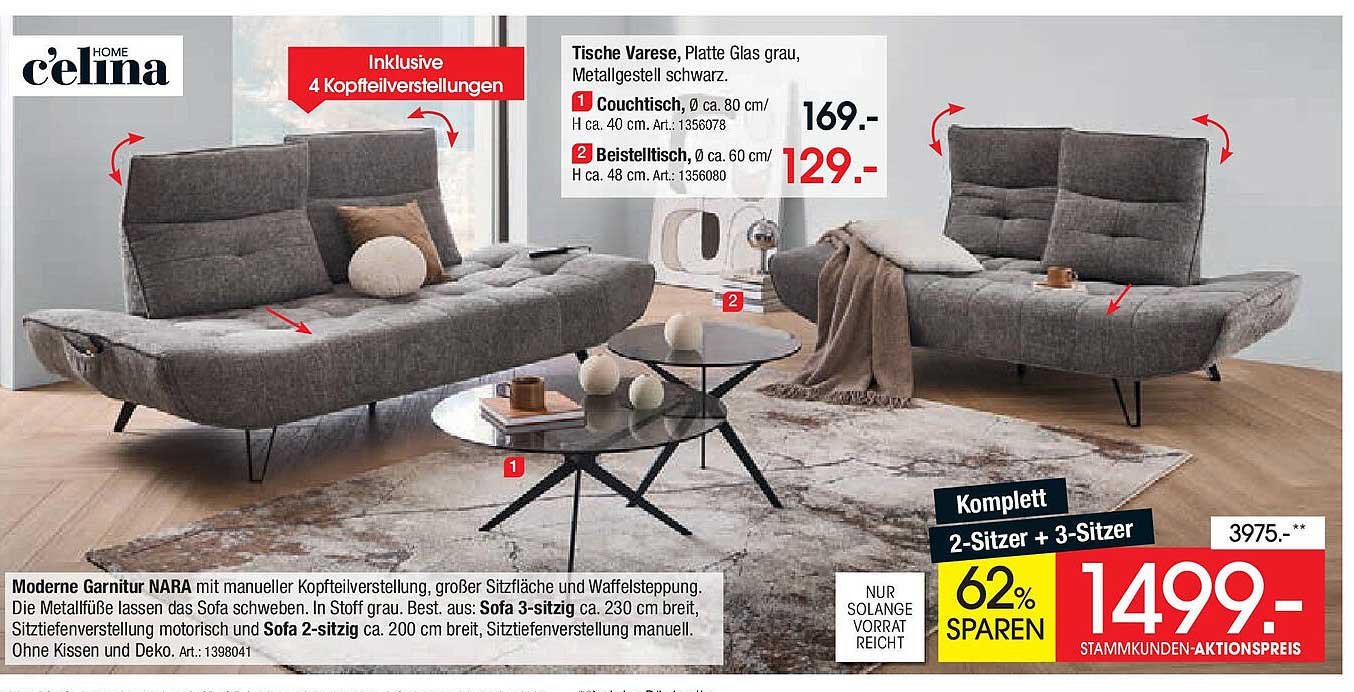 Moderne Garnitur NARA - 2-Sitzer und 3-Sitzer