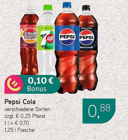 Pepsi Cola - verschiedene Sorten zum Sonderpreis
