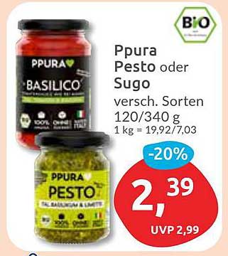 PPURA Pesto oder Sugo - 120/340 g