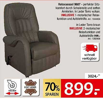 Relaxsessel 9687 – Perfekter Sitzkomfort in Leder Toro