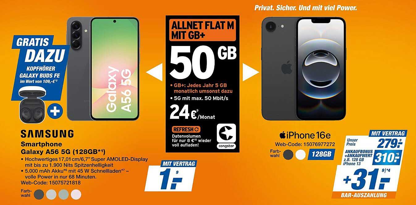 Samsung Galaxy A56 5G (128GB) mit Allnet Flat M