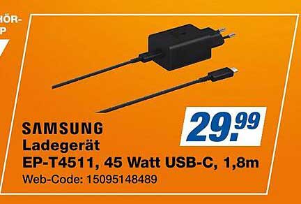 Samsung Ladegerät EP-T4511, 45 Watt USB-C, 1,8m