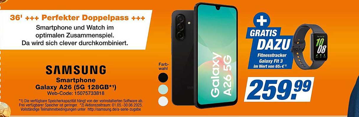 Samsung Smartphone Galaxy A26 (5G 128GB*) + GRATIS Galaxy Fit 3