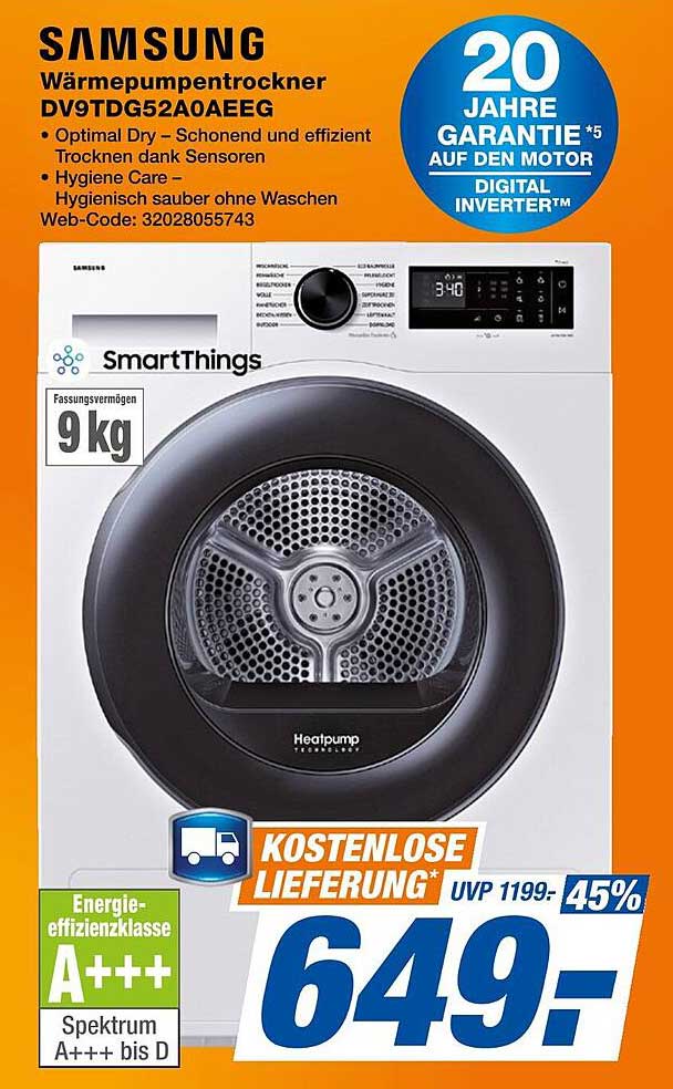 Samsung Wärmepumpentrockner DV9TDG52A0AEEG