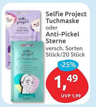 Selfie Project Tuchmaske oder Anti-Pickel Sterne - 25% Rabatt!