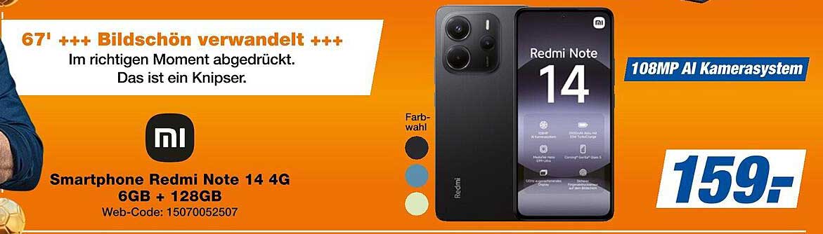 Smartphone Redmi Note 14 4G 6GB + 128GB