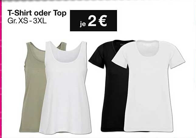 T-Shirt oder Top Gr. XS - 3XL je 2 €