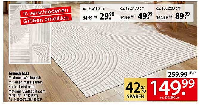 Teppich ELIO - Moderner Webteppich mit interessanter Hoch-/Tiefe Struktur