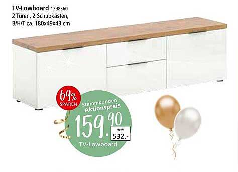 TV-Lowboard mit 2 Türen und 2 Schubkästen - 159,90 € Aktionspreis