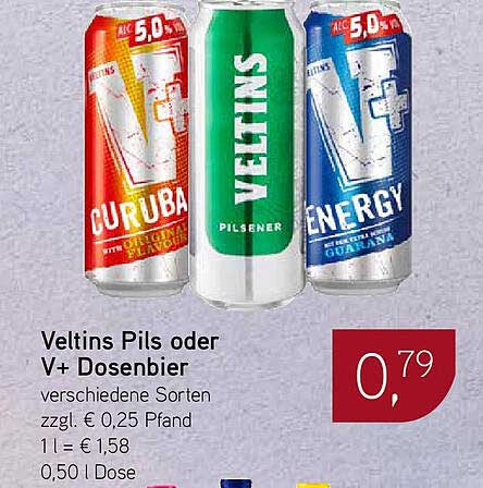 Veltins Pils oder V+ Dosenbier – verschiedene Sorten