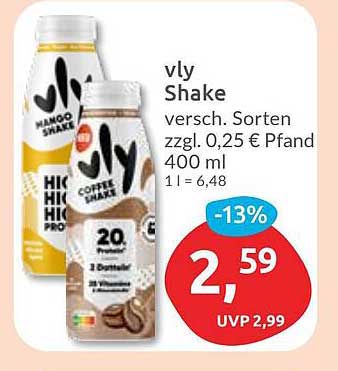 vly Shake, verschiedene Sorten, 400 ml