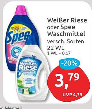 Weißer Riese oder Spee Waschmittel - 20% Rabatt!