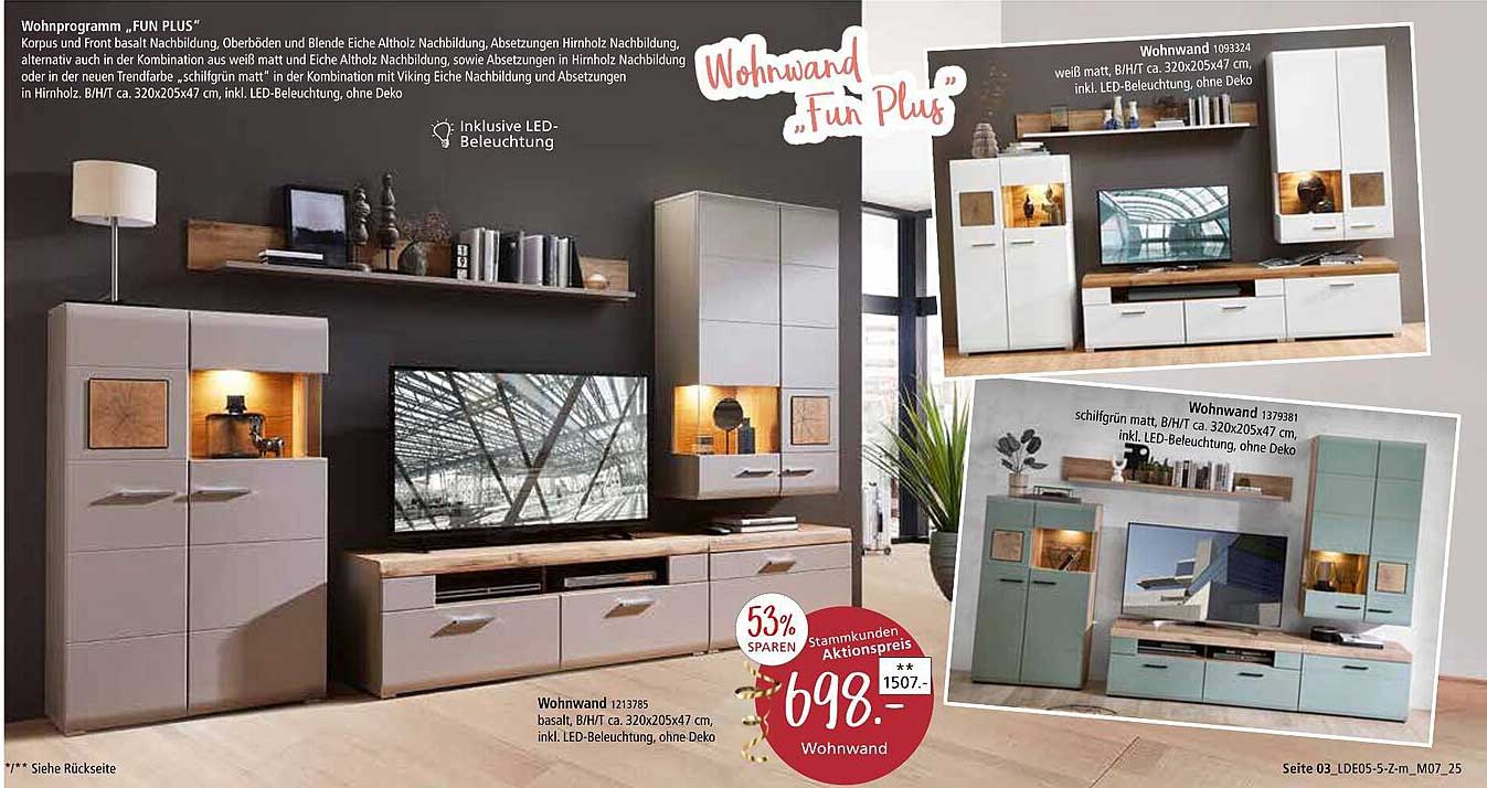 Wohnwand "Fun Plus" in vielseitigen Farben