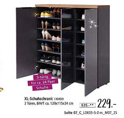 XL-Schuhschrank 1304501 - 3-türig für ca. 24 Paar Schuhe