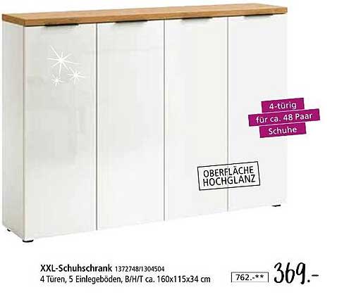 XXL-Schuhschrank 4-türig für ca. 48 Paar Schuhe