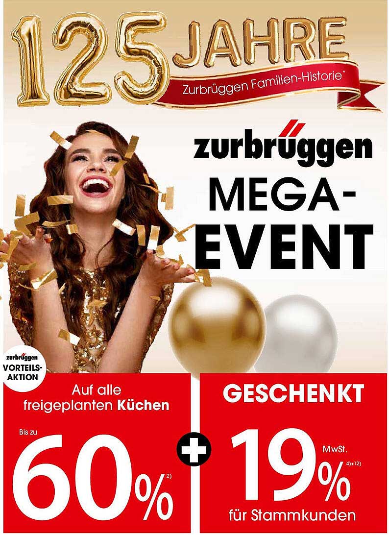 Zurbrüggen Mega-Event: Bis zu 60% auf alle freigeplanten Küchen