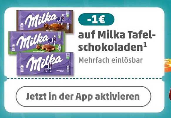 1€ Rabatt auf Milka Tafelschokoladen