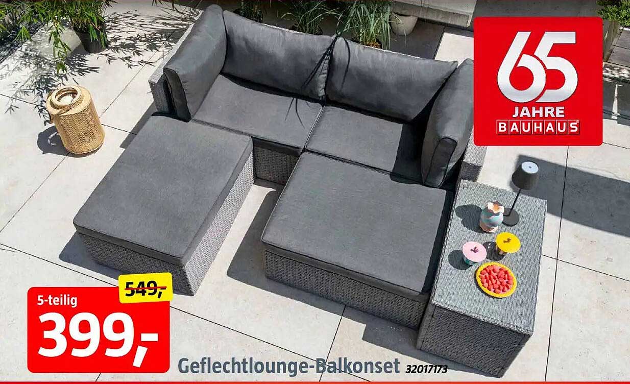 5-teiliges Geflechtlounge-Balkonset