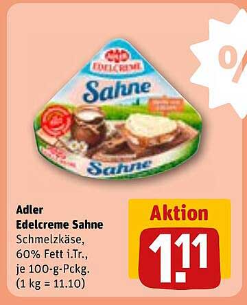 Adler Edelcreme Sahne Schmelzkäse, 60% Fett i.Tr.
