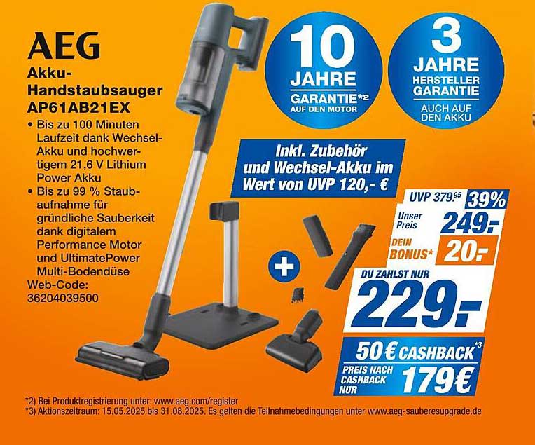 AEG Akku-Handstaubsauger AP61AB21EX