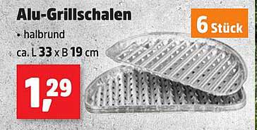 Alu-Grillschalen - 6 Stück halbrund