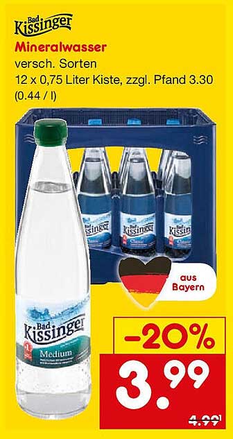 Bad Kissinger Mineralwasser 12 x 0,75 Liter