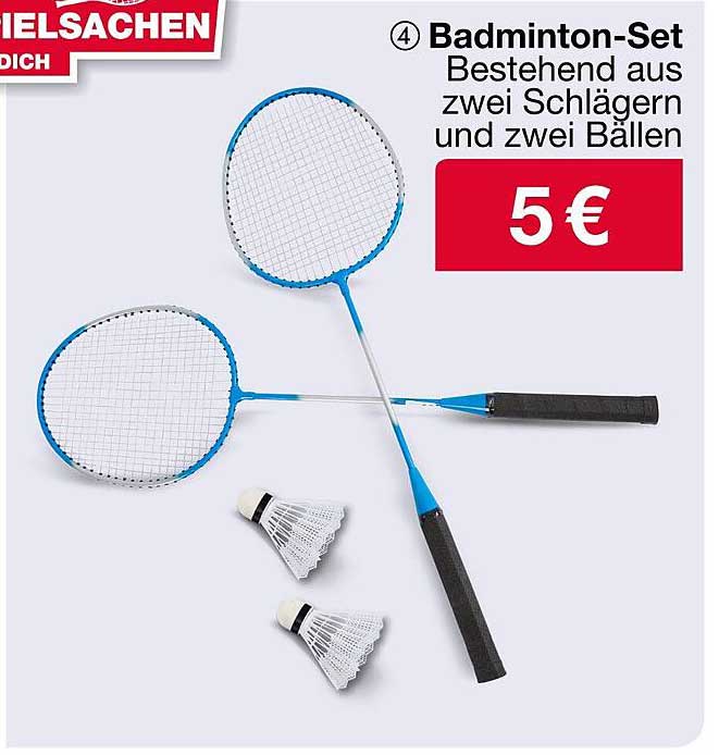 Badminton-Set bestehend aus zwei Schlägern und zwei Bällen