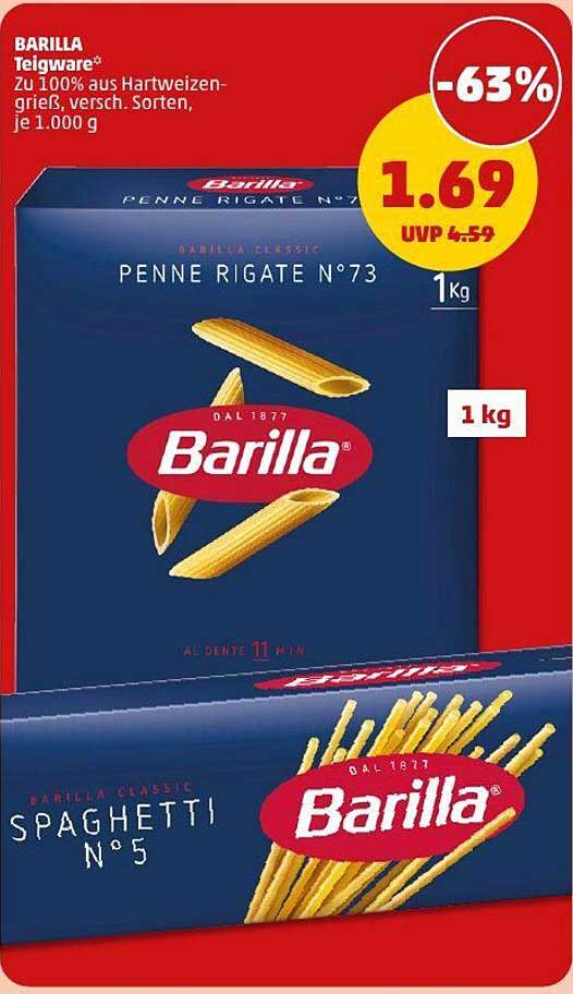Barilla Teigwaren - Penne Rigate N°73 und Spaghetti N°5