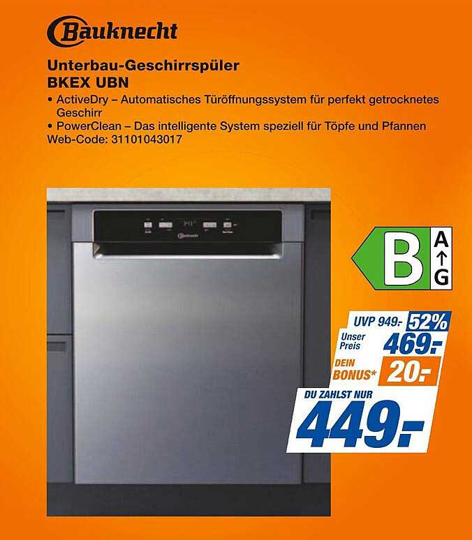Bauknecht Unterbau-Geschirrspüler BKEX UBN