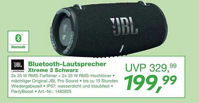 Bluetooth-Lautsprecher Xtreme 3 Schwarz