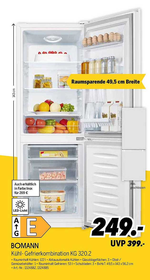BOMANN Kühl- Gefrierkombination KG 320.2