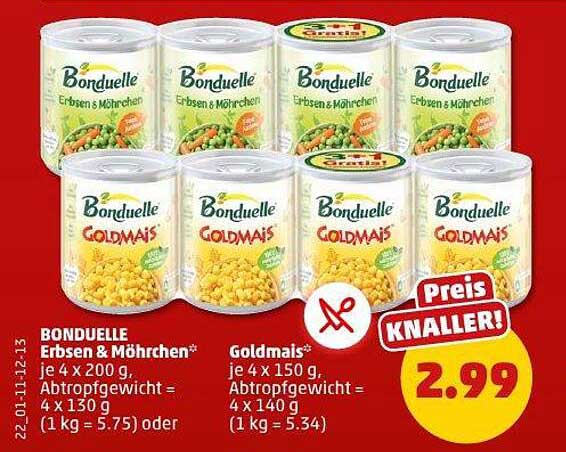 BONDUELLE Erbsen & Möhren und Goldmais im Angebot