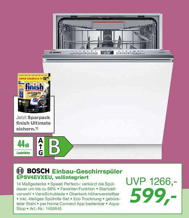BOSCH Einbau-Geschirrspüler EPSV4EVXEU, vollintegriert
